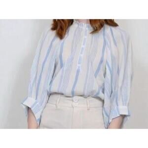Apiece Apart Blue and White Striped Blouse